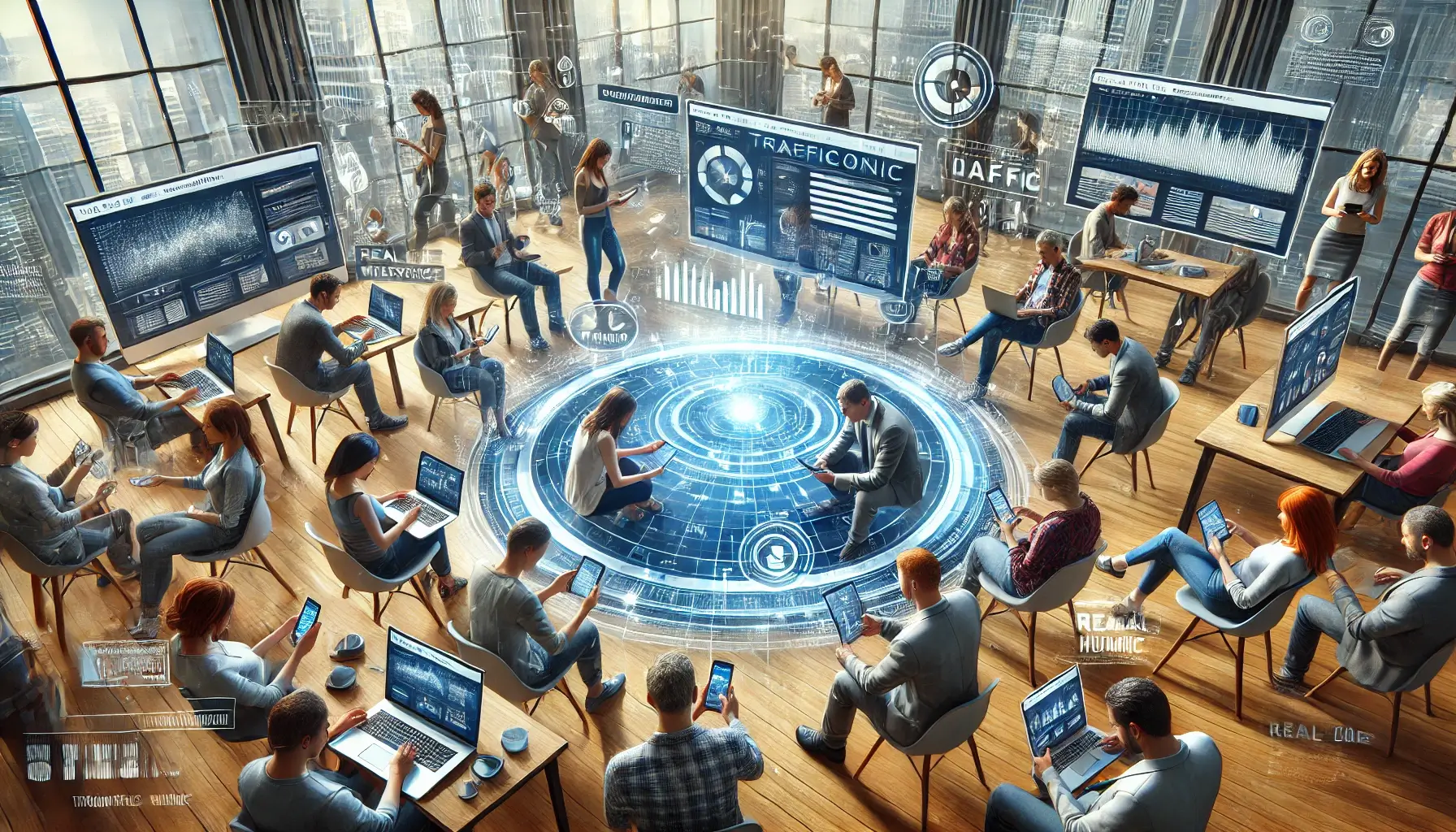 Real human visitors browsing websites through Trafficonic’s free traffic exchange network.